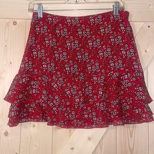 Red floral skirt